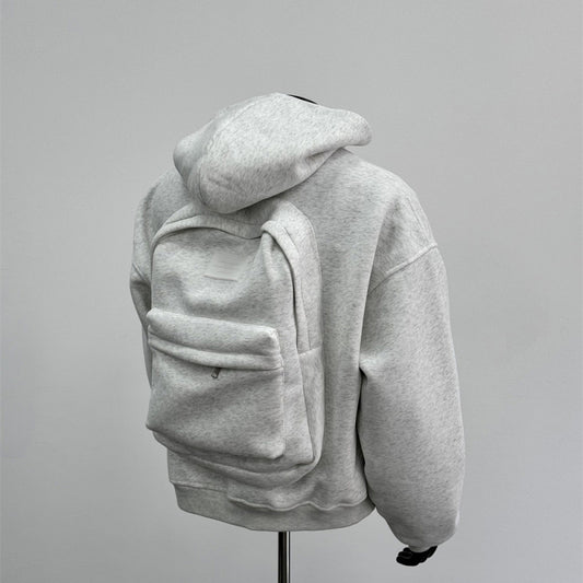Back Schoolbag Design Men's Coat Flower Gray