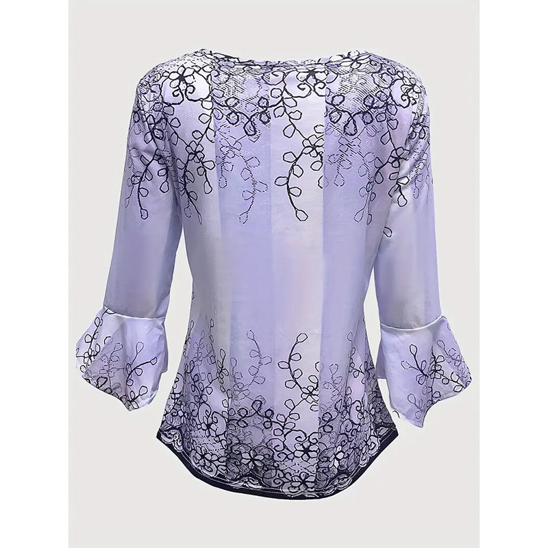 Women's V Neck 3 4 Sleeve T Shirts Button Front Dressy Casual Tees Shirt Tunic Blouses