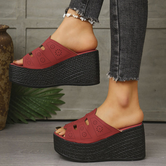 Plus Size Casual Slip-on Stitching Wedge Slippers