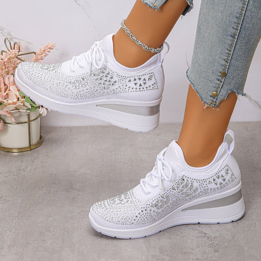 Rhinestone Lace Up Fashion Style Daily Commuter Women's Casual Shoes